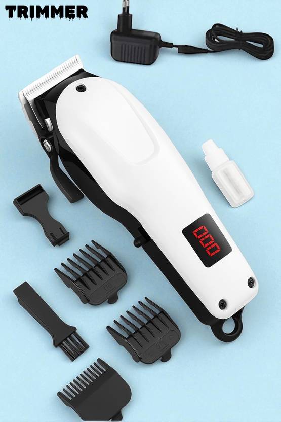 Shamsa X63 Electric Trimmer for Men – Beard, Mustache & Hair Cutting Machine Fully Waterproof Trimmer 240 min Runtime 4 Length Settings (White)