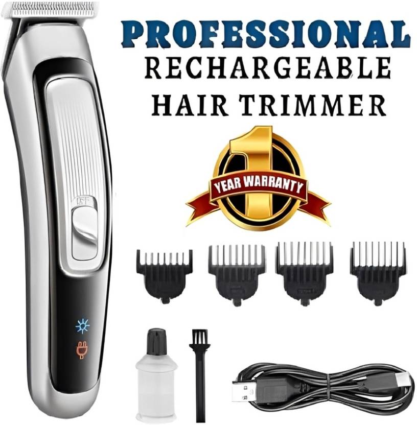 Zeno volt 505 Cordless Professional Hair Trimmer Titanium coated blade waterproof Trimmer Trimmer 60 min Runtime 4 Length Settings (Blue, Silver)