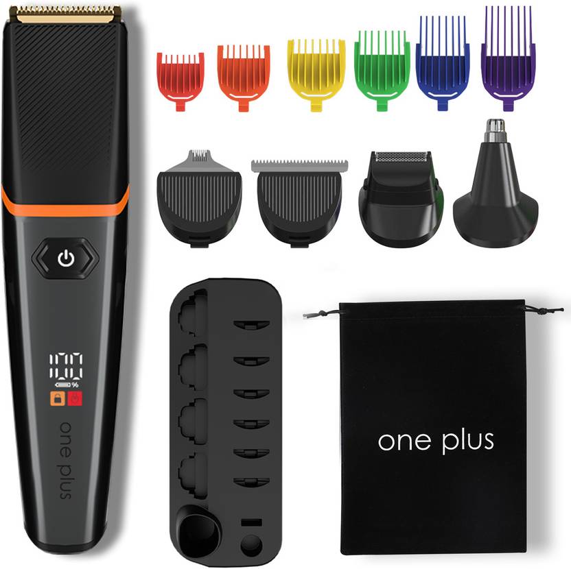 One Plus OP 17 Pro Cordless Professional Hair Trimmer Titanium coated blade waterproof Trimmer 120 min Runtime 12 Length Settings (Black)