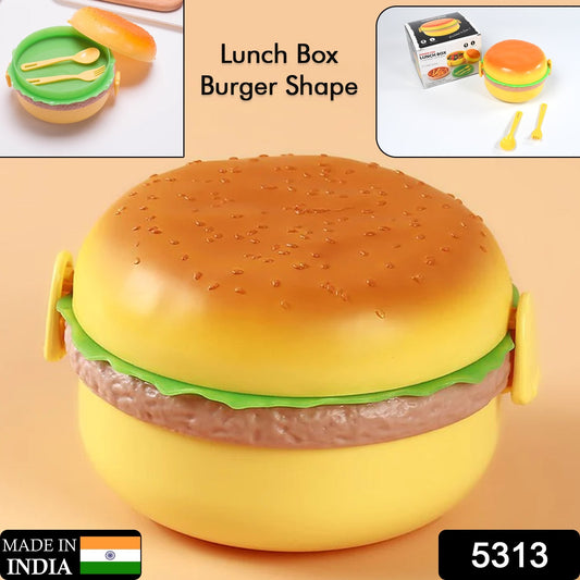 Burger Shape Lunch Box Plastic Lunch Box Food Container Sets Double Layer Lunchbox 1000ml With 2 Spoon Applicable to Kids and Elementary School Students - Springkart