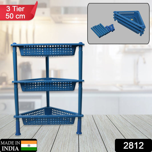Triangle Storage Plastic 3-Tier Rack Shelf For Kitchen, Living Room, Bathroom, Office - Springkart