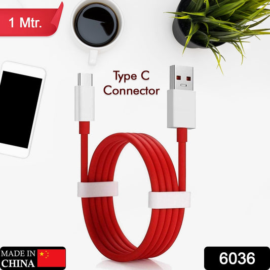 Unique Type C Dash Charging USB Data Cable | Fast Charging Cable | Data Transfer Cable For All C Type Mobile Use 1 Meter ( RED ) - Springkart