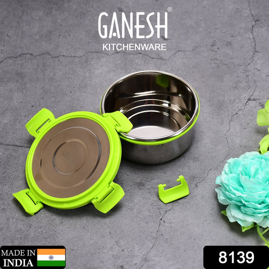 Ganesh Solo round 400 Stainless Steel Leak proof airtight Lunch Pack for Office & School Use - Springkart
