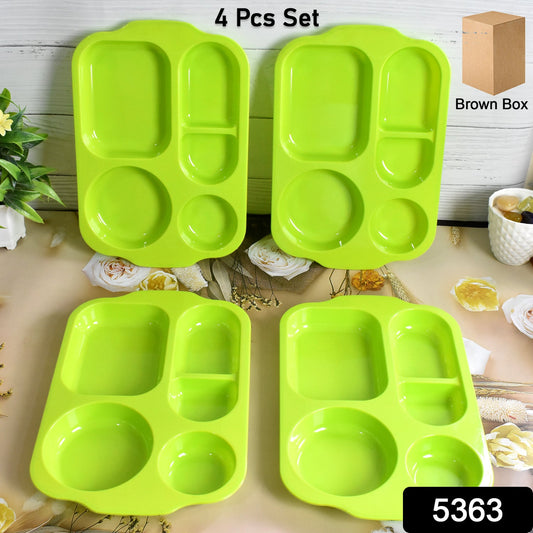 Unbreakable Plastic Food Plates / Biodegradable 5 Compartment Square Plate for Food - Springkart