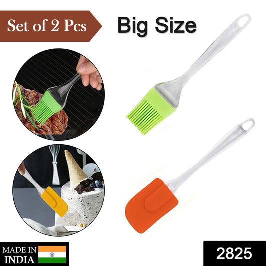 2 in 1 Combo of Big Brush & Spatula Set for Pastry, Cake Mixer, Decorating, Cooking, Baking, Grilling Tandoor | Bakeware Combo | Kitchen Tool Set - Springkart