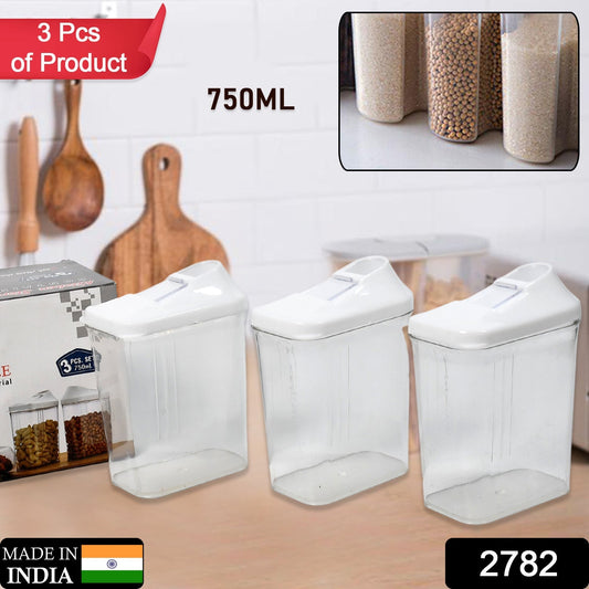 Kitchen Storage Jars & Container Set 3pc , Transparent Jar Set For home & Kitchen Use - Springkart