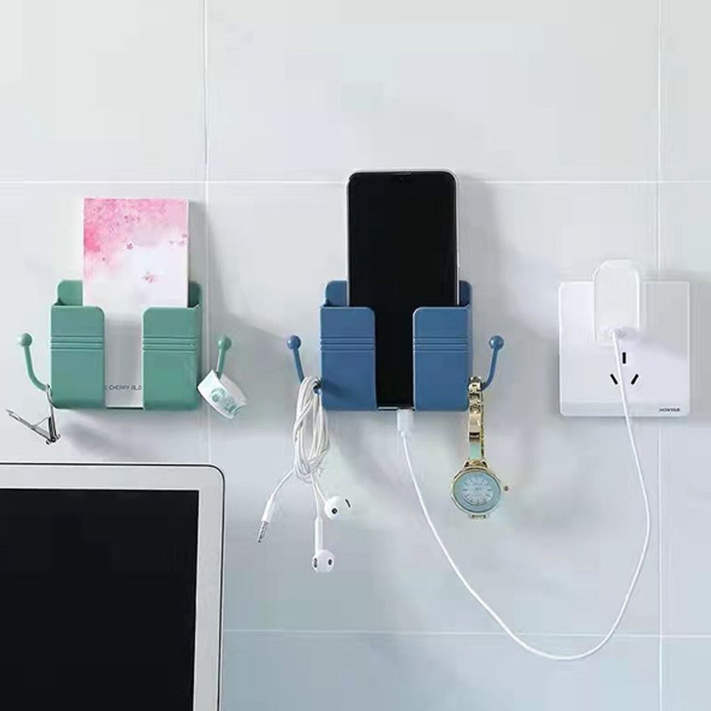 1 Pc Wallmount Mobile Stand With Hook Design used in all kinds of places including household and many more as a hanging support for and stuffs purposes. - Springkart