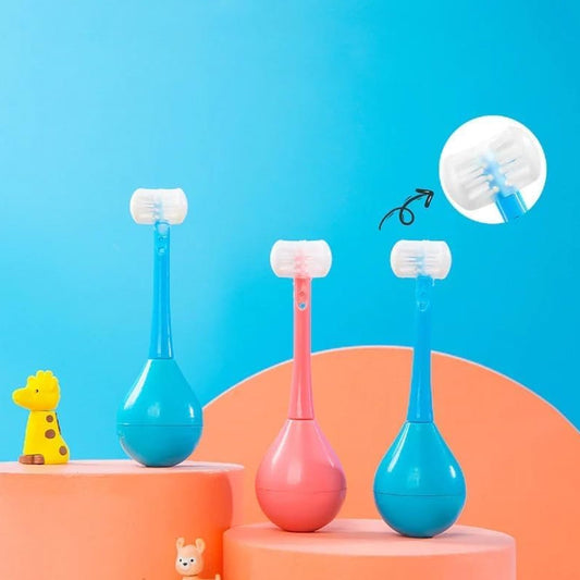 Toothbrush - Soft Bristle Toothbrush - 3-Sided Training Toothbrush With Silicone Head, Inverted Cleaning Toothbrush for Aged 2-12, Children's Cleaning (1 Pc) - Springkart