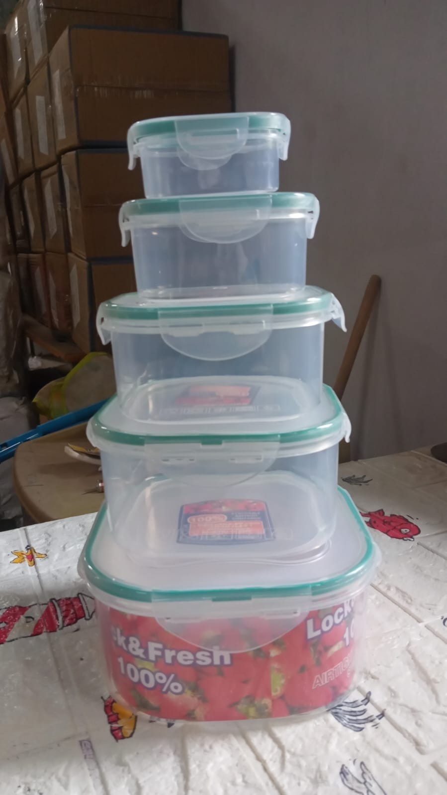 Kitchen Containers Set, Fridge Storage Boxes, Plastic Containers for Kitchen Organizer, Kitchen Accessories Items for Storage Organizer, Snap-Seal (lunch box/storage organizer) (5 Ps Set) - Springkart