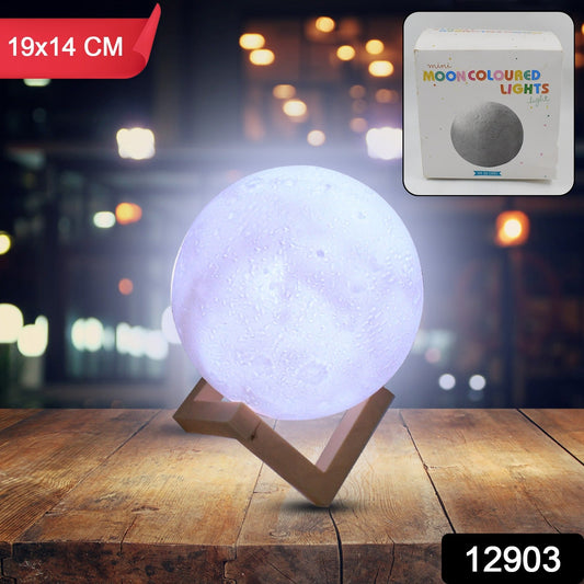 Moon Night Lamp with Plastic Stand Night Lamp for Bedroom (19 x14 Cm / 1 Pc) - Springkart