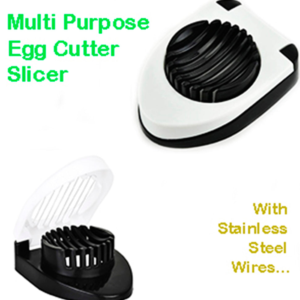 Oval Shape Plastic Multi Purpose Egg Cutter / Slicer with Stainless Steel Wires - Springkart