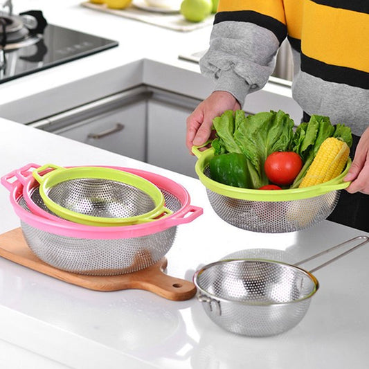 Stainless Steel Colander with Handle - Large Metal Mesh Basket Strainer (1 pc) - Springkart
