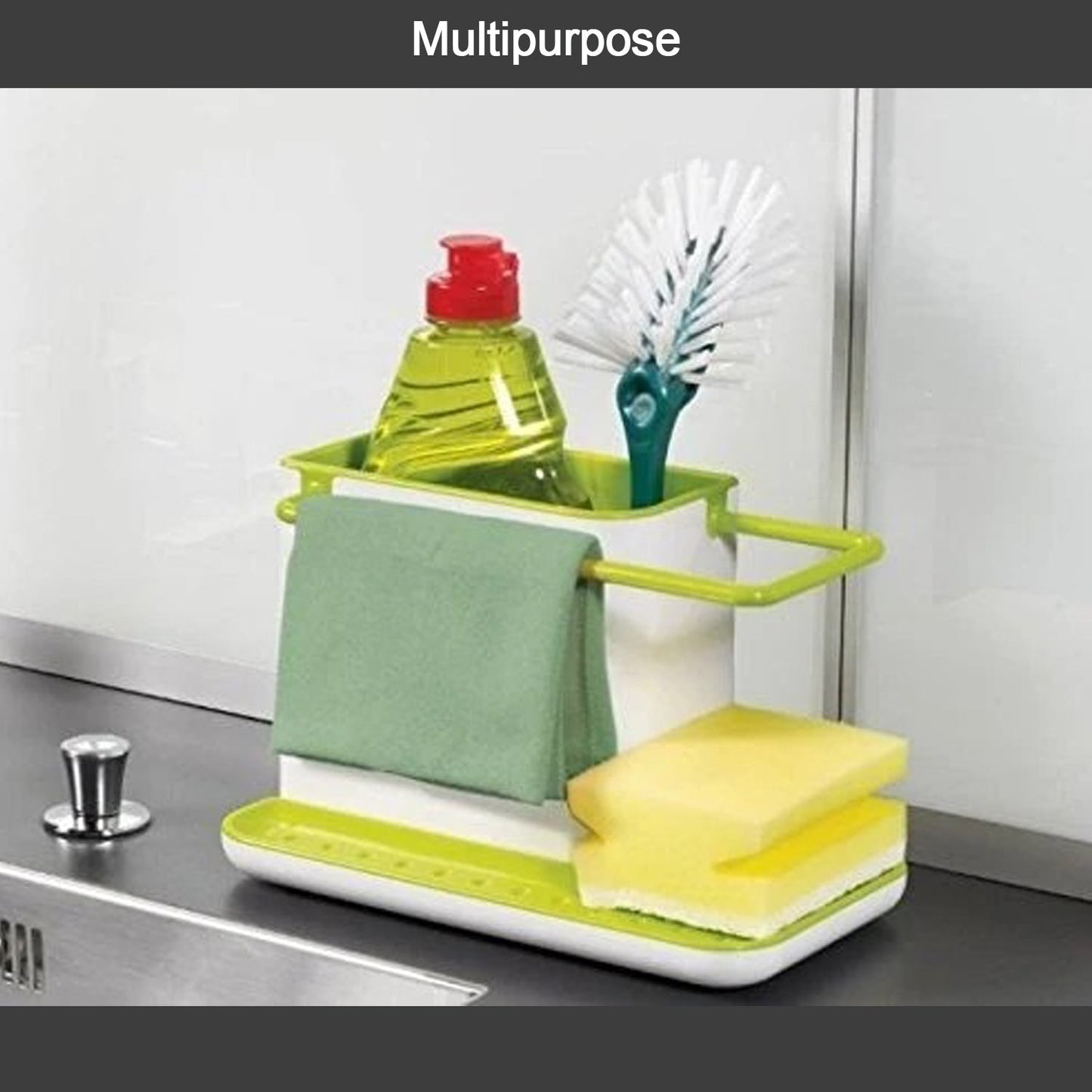 Plastic 3-in-1 Stand for Kitchen Sink Organizer Dispenser for Dishwasher Liquid - Springkart