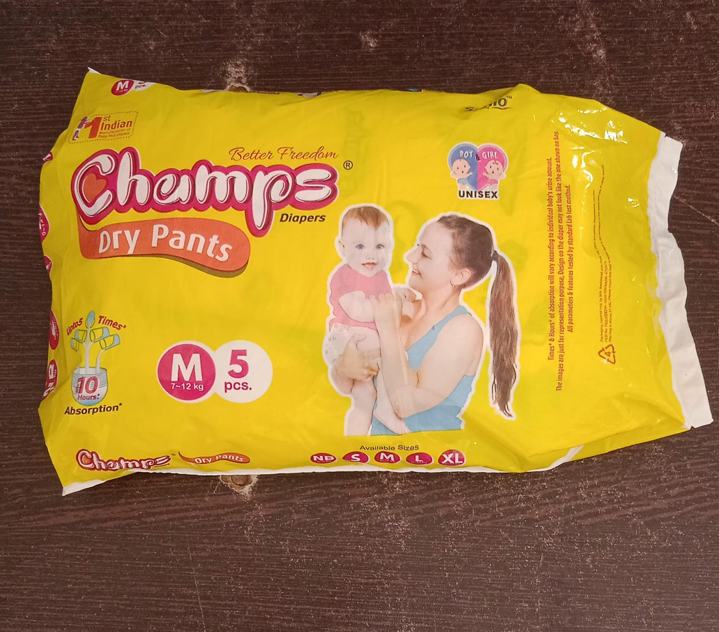 Champs Travel Diapers (Medium, 5 Pcs): Leakproof, Soft & Dry, Baby Diaper Pants - Springkart