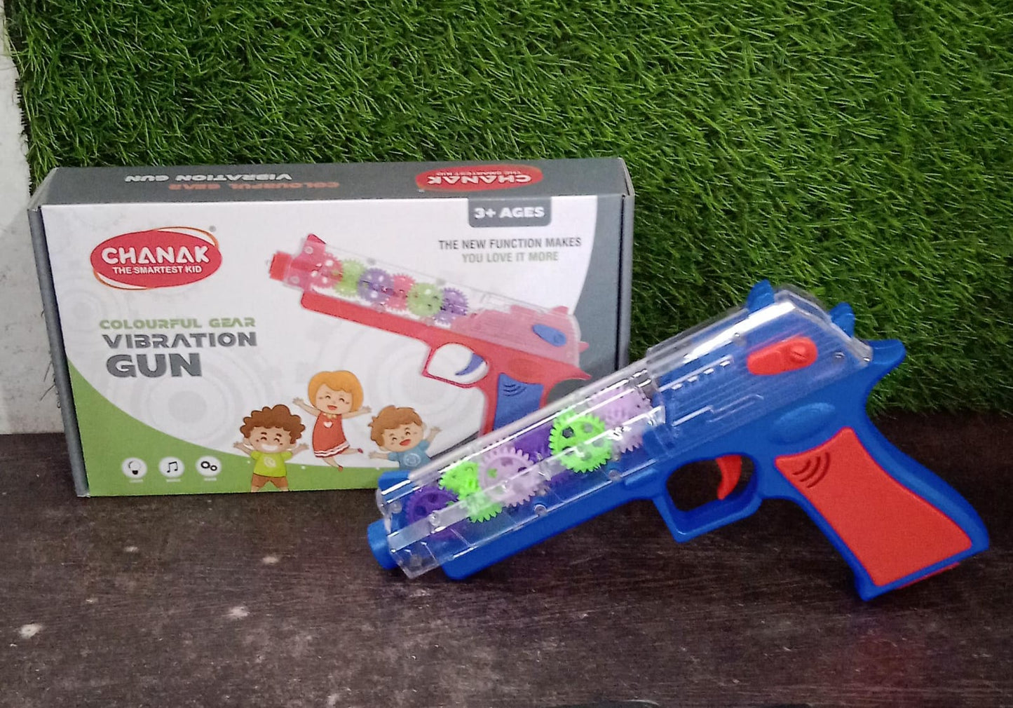 Plastic Gear Simulation Toy Gun for Kids, Pretend Play Gun Toys with 3D Flashing Lights and Exciting Music, Electric Laser Toy Guns with Rotating Gear Mechanism, Toy for Birthday Gift for Kids 3+ Years (Pack of 1) - Springkart