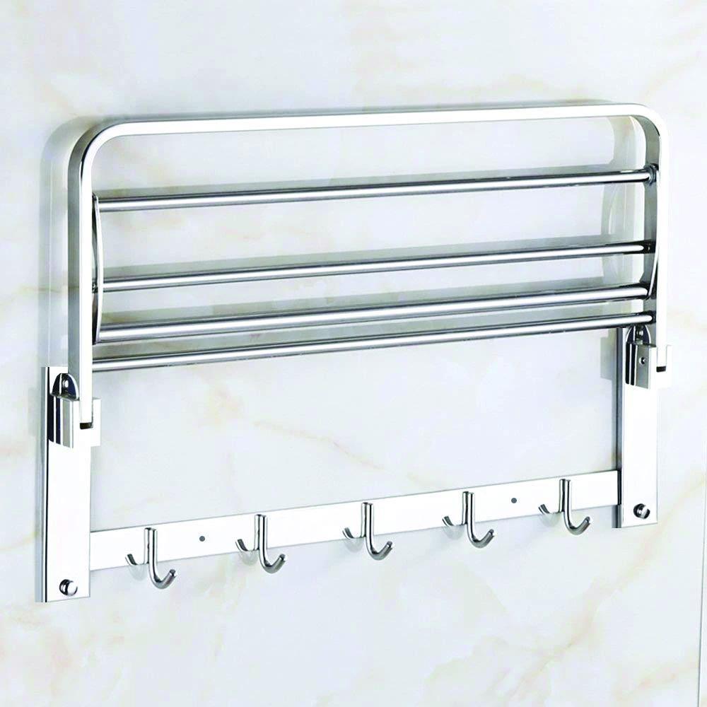 0491 Stainless Steel Folding Towel Rack Cum Towel Bar 18 Inch - Springkart