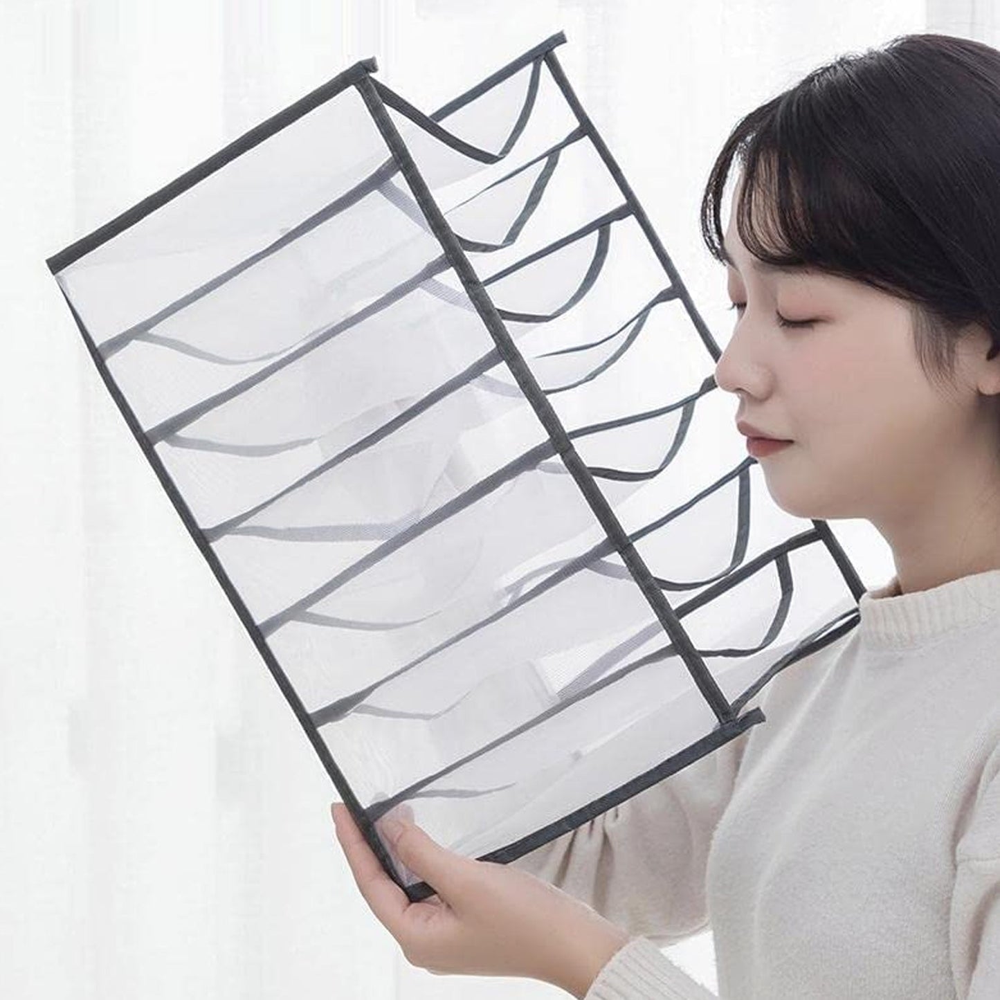 7 Grid Clothes Organizer for Wardrobe Storage - Springkart
