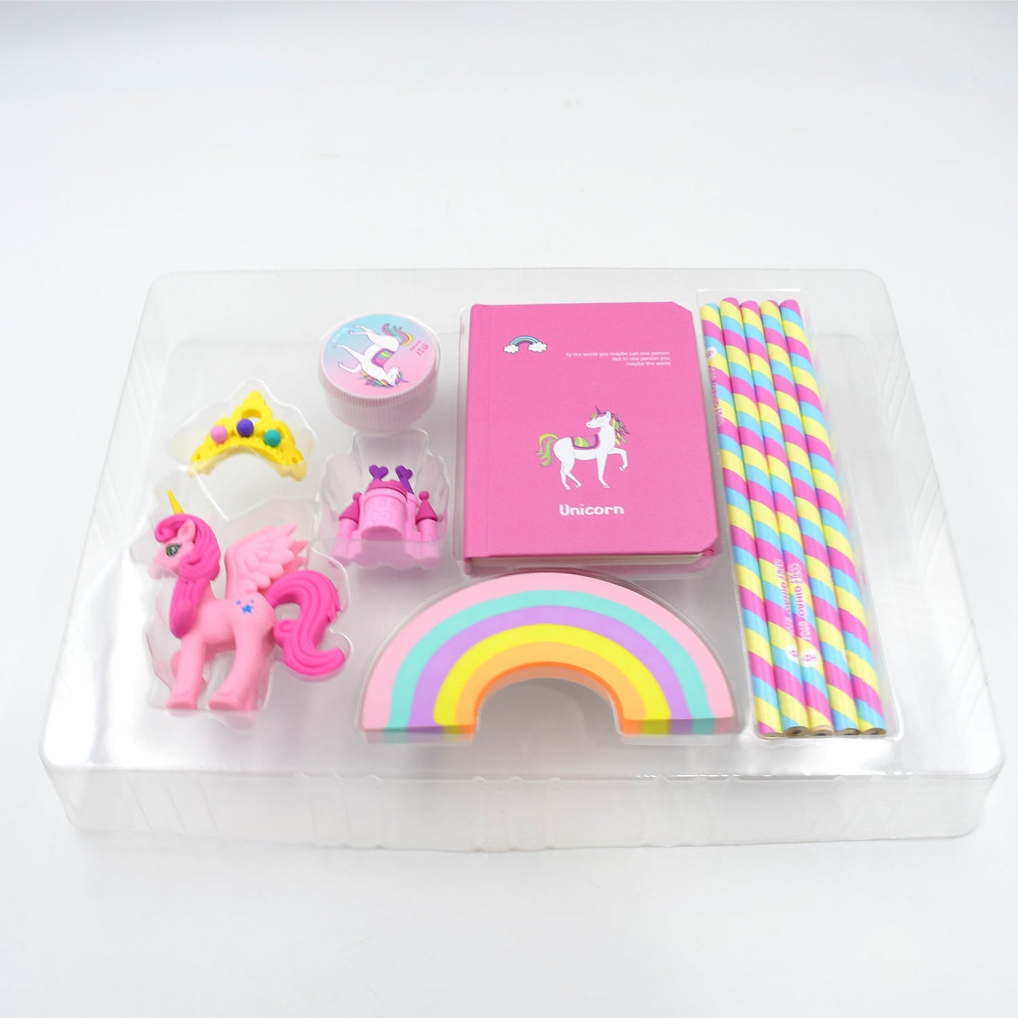 Unicorn Stationery Writing Set - Unicorn Diary, Pencils, Sharpener, Unique Erasers for Girls Ages 4-11 Years Old Birthday Party Return Gift Set for Girls Kids (11 Pc Set) - Springkart