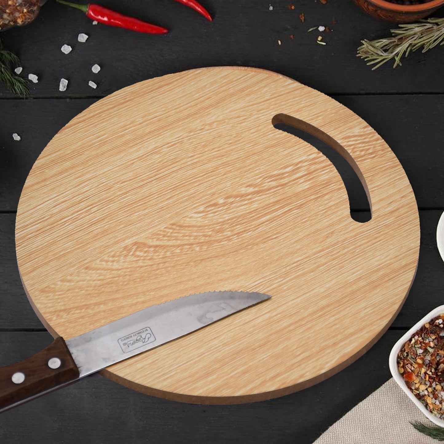 Wooden Round Chopping Board For Chopping Fruit & Vegetable - Springkart