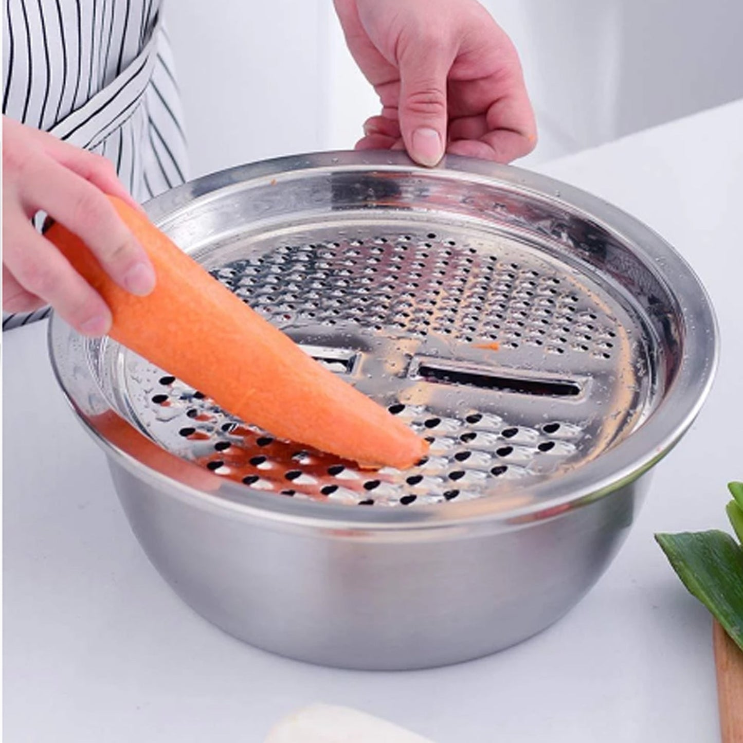 3in1 Kitchen multipurpose julienne grater salad maker with pasta server spoon - Springkart