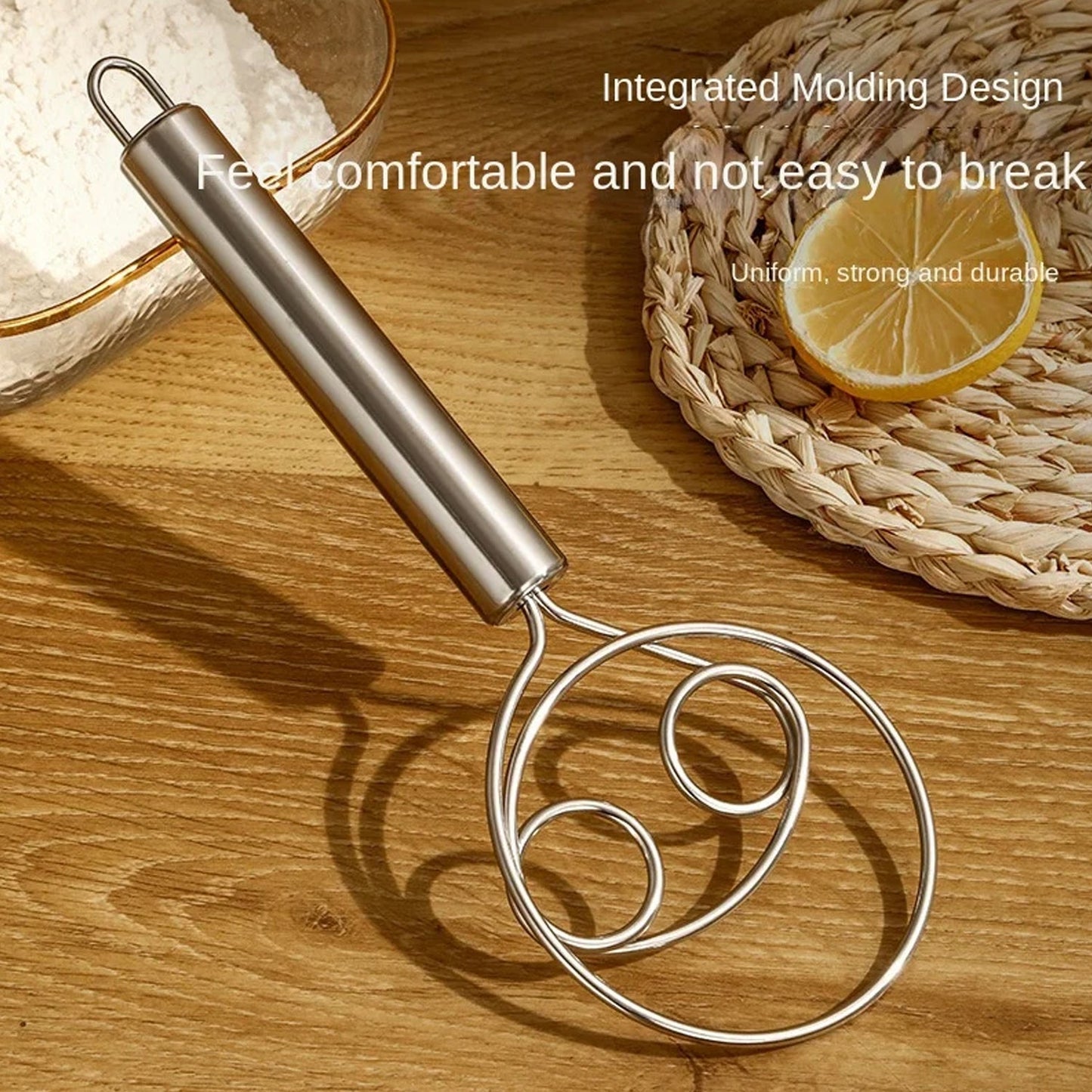 Dough Whisk, Premium Stainless Steel Dutch Whisk, Dough Hand Mixer Artisan Blender For Egg, Bread, Cake, Pastry, Pizza Dough - Perfect Baking Tools, Whisking, Tirring Kitchen Tools (1 Pc) - Springkart