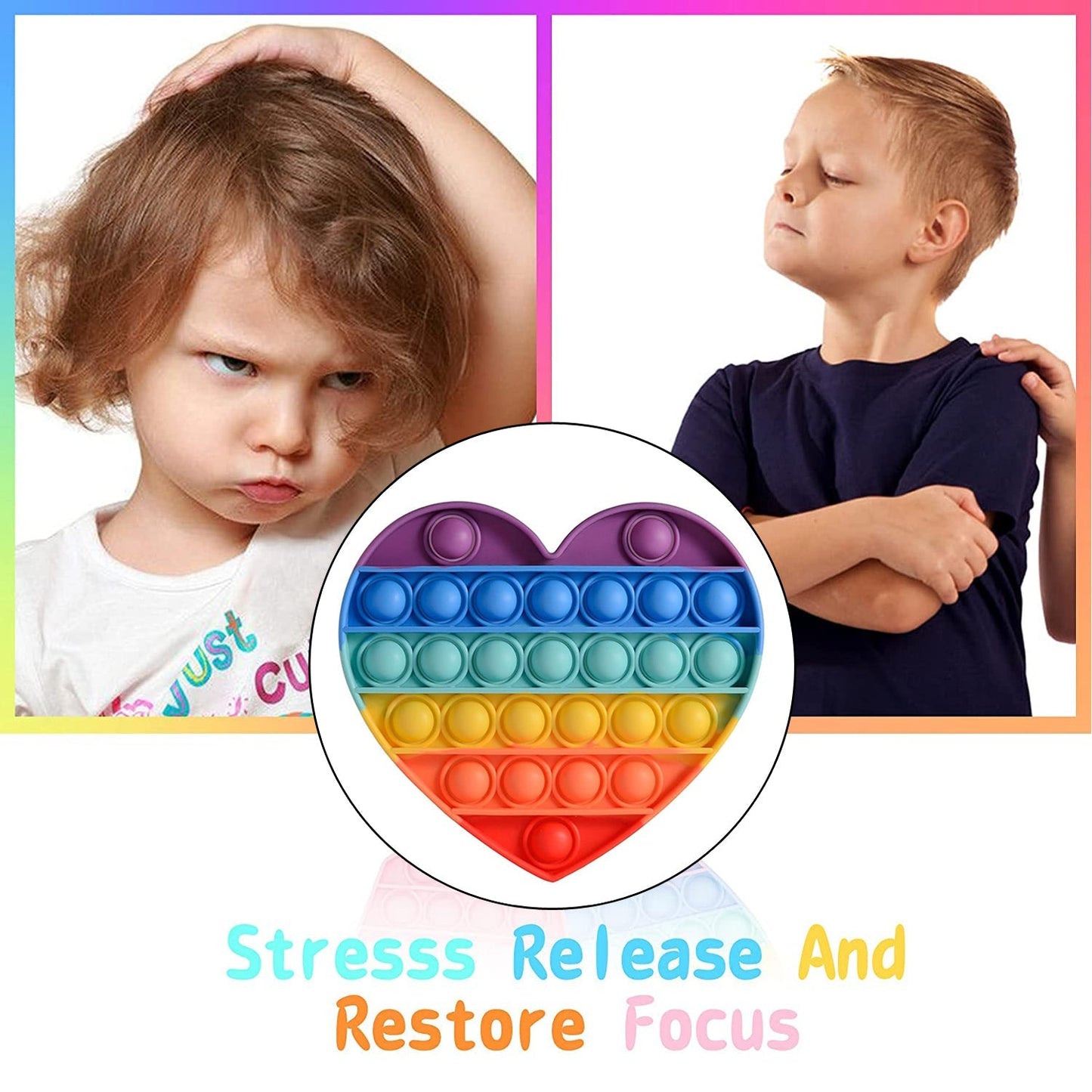 Heart Pop It Fidget Toys, Push Pop Bubble Fidget Sensory Toy - Springkart