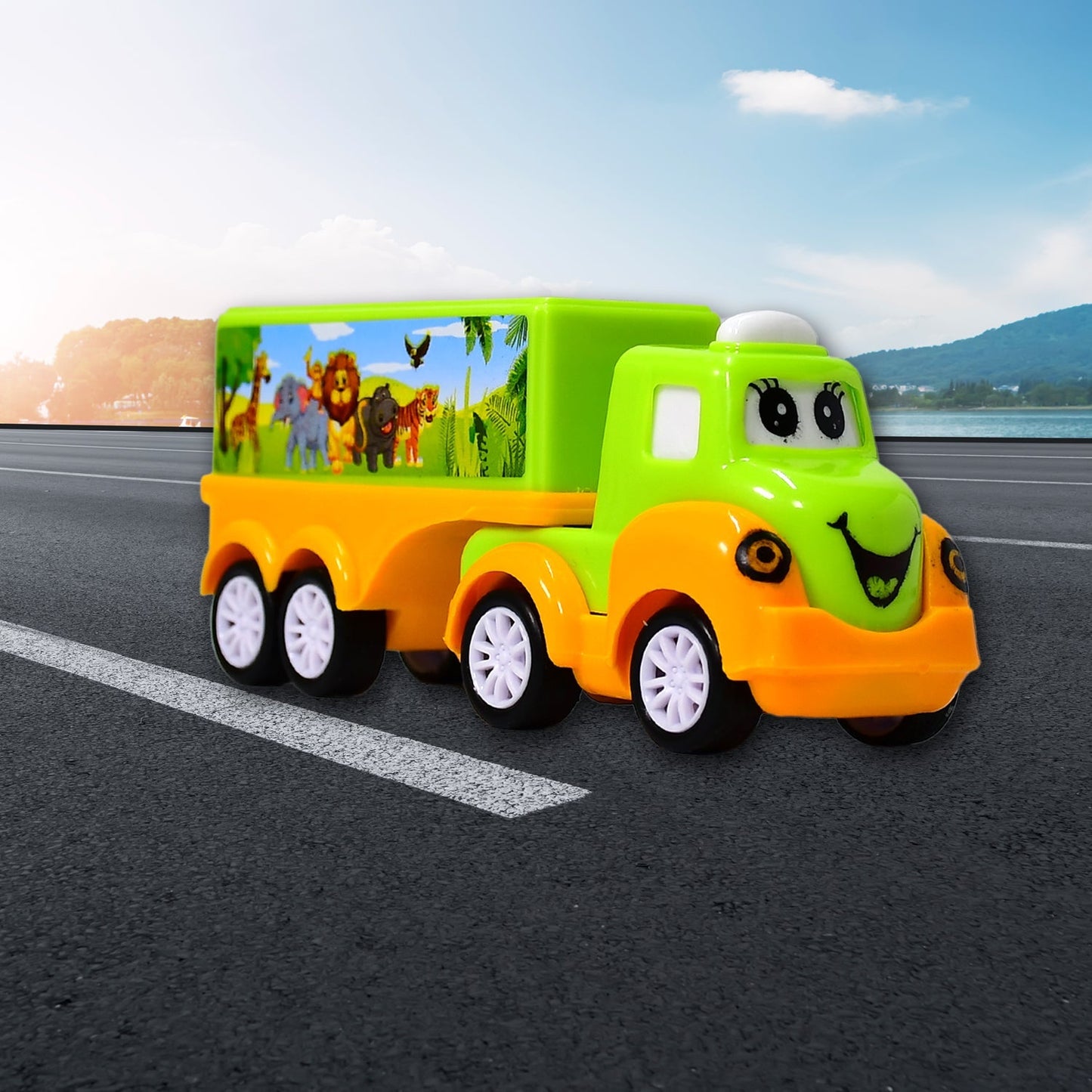 Small Green and yellow Toy Truck. - Springkart