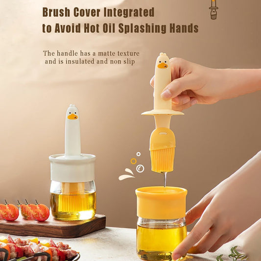 2 in 1 Oil Dispenser Bottle with Silicone Basting Brush (1 Set) - Springkart