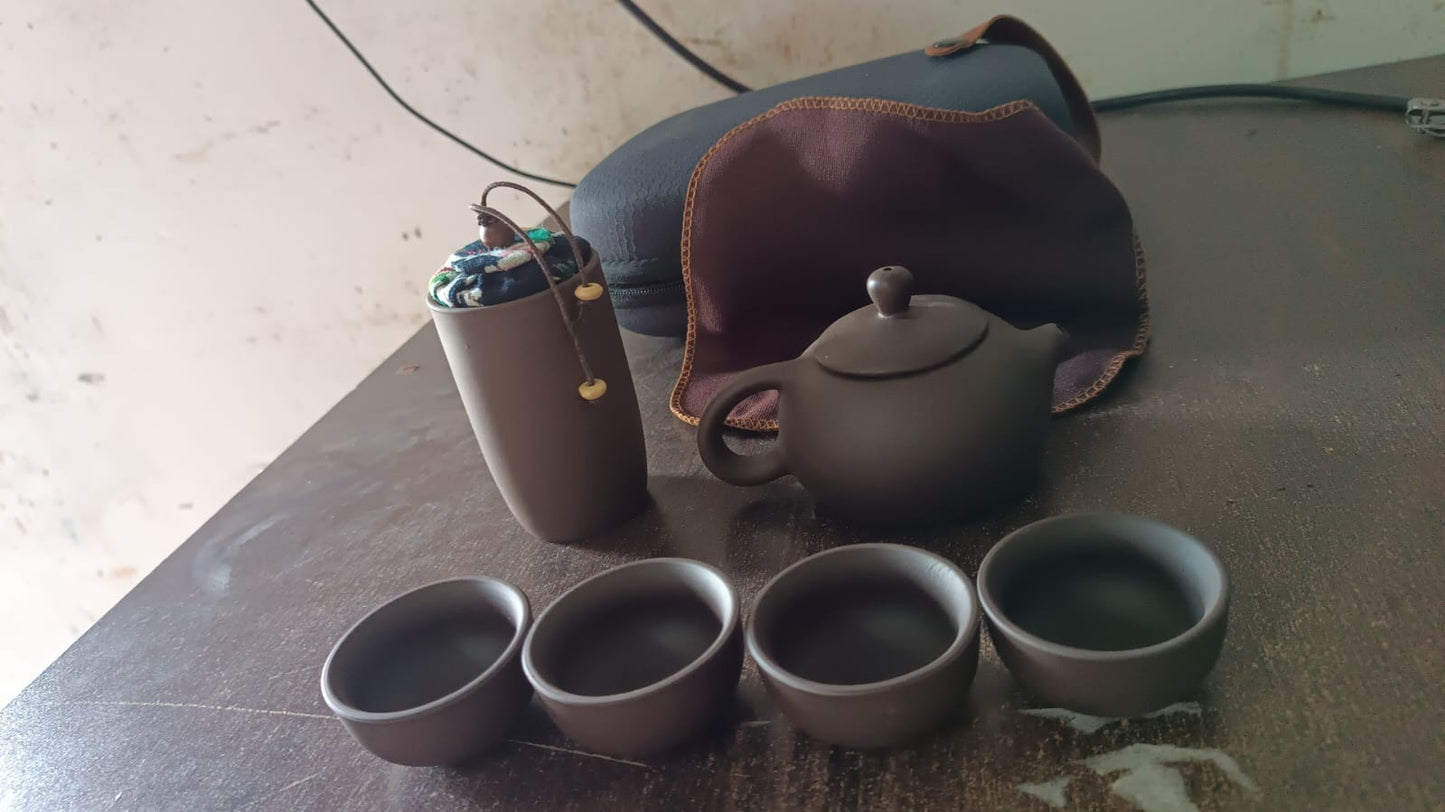 Portable Kung Fu Tea set with a portable travel bag (set of 6pcs) - Springkart
