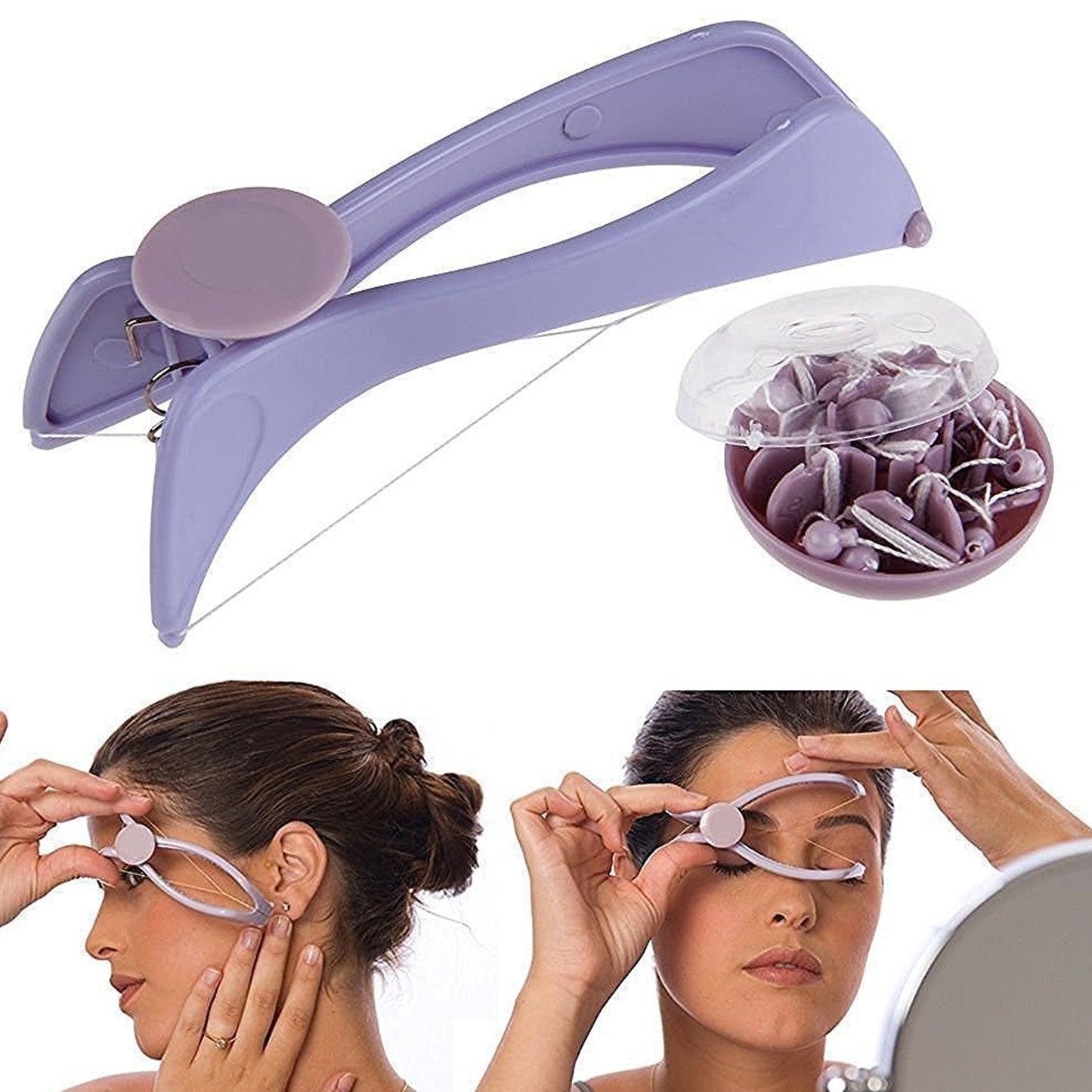 Slique Painless Eyebrow, Upper Lips, Face and Body Hair Removal Threading Manual Tweezer Machine Shaver System Kit - Springkart