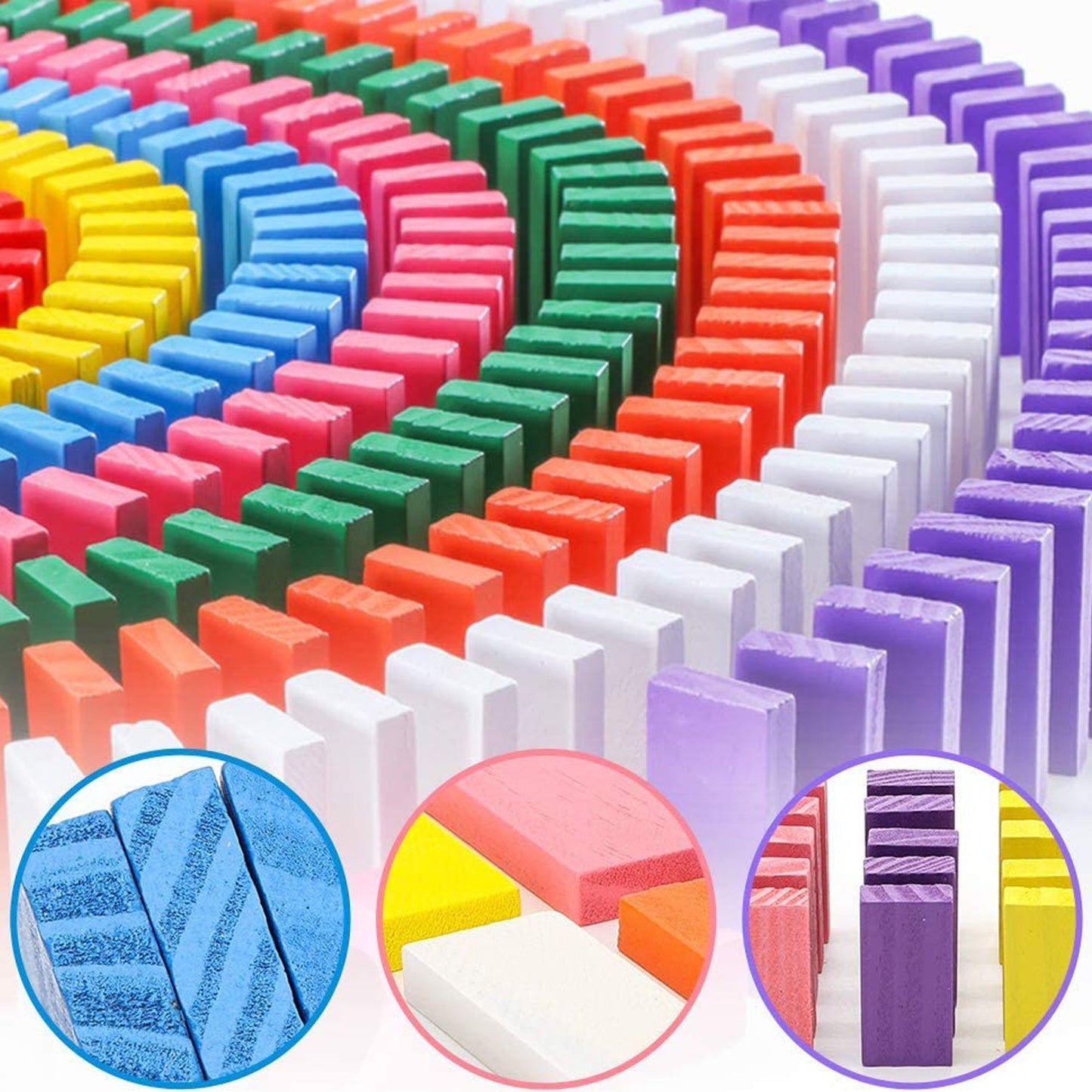 120Pc Dominoes Blocks Set Multicolor Wooden Toy Building Indoor Game Toy. - Springkart