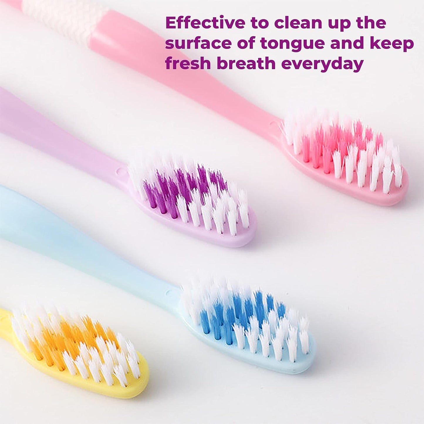 2-in-1 Tooth Brush with Tongue Scraper, Soft Bristle & Long Handle (8Pcs) Soft Toothbrush - Springkart