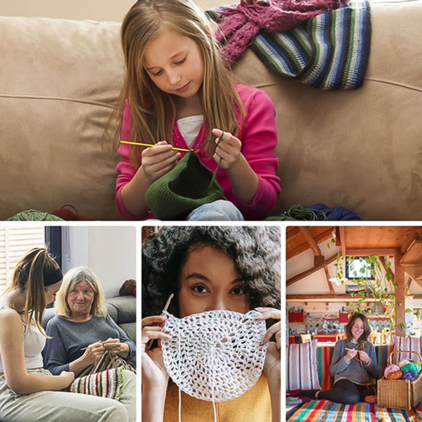 Aluminium Multicolor Knitting Needles, Crochet Kit (12 Pcs Set) - Springkart