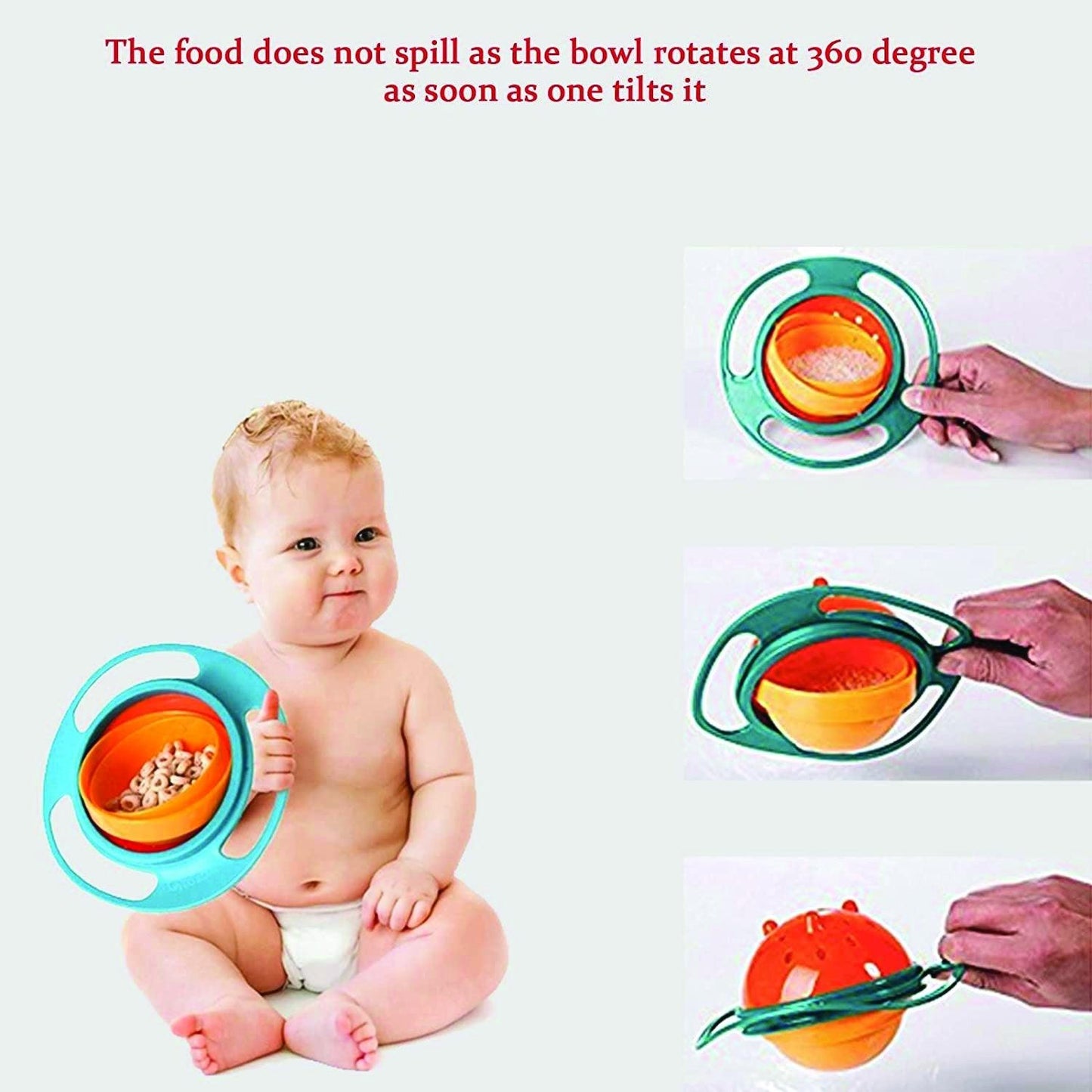 0617 Portable Non Spill Feeding Toddler Gyro Bowl 360 Degree Rotating Dish - Springkart