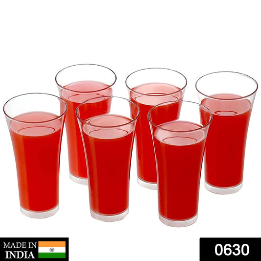 Stylish look Plastic Juicy Glass, Transparent Glasses Set 300ml (6pcs) - Springkart