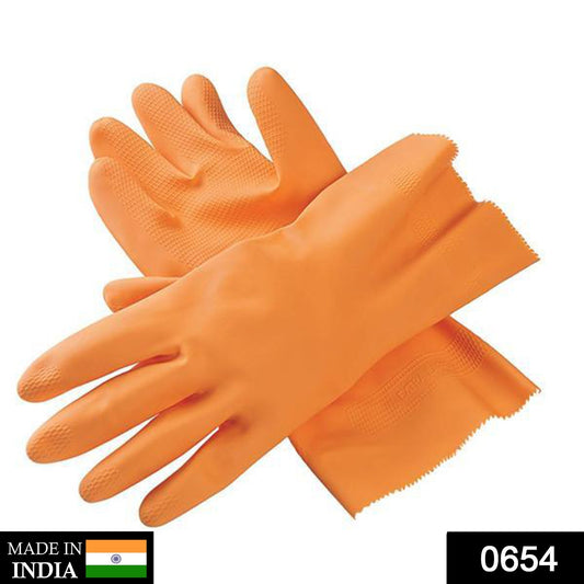 Cut Glove Reusable Rubber Hand Gloves (Orange) - 1 pc - Springkart
