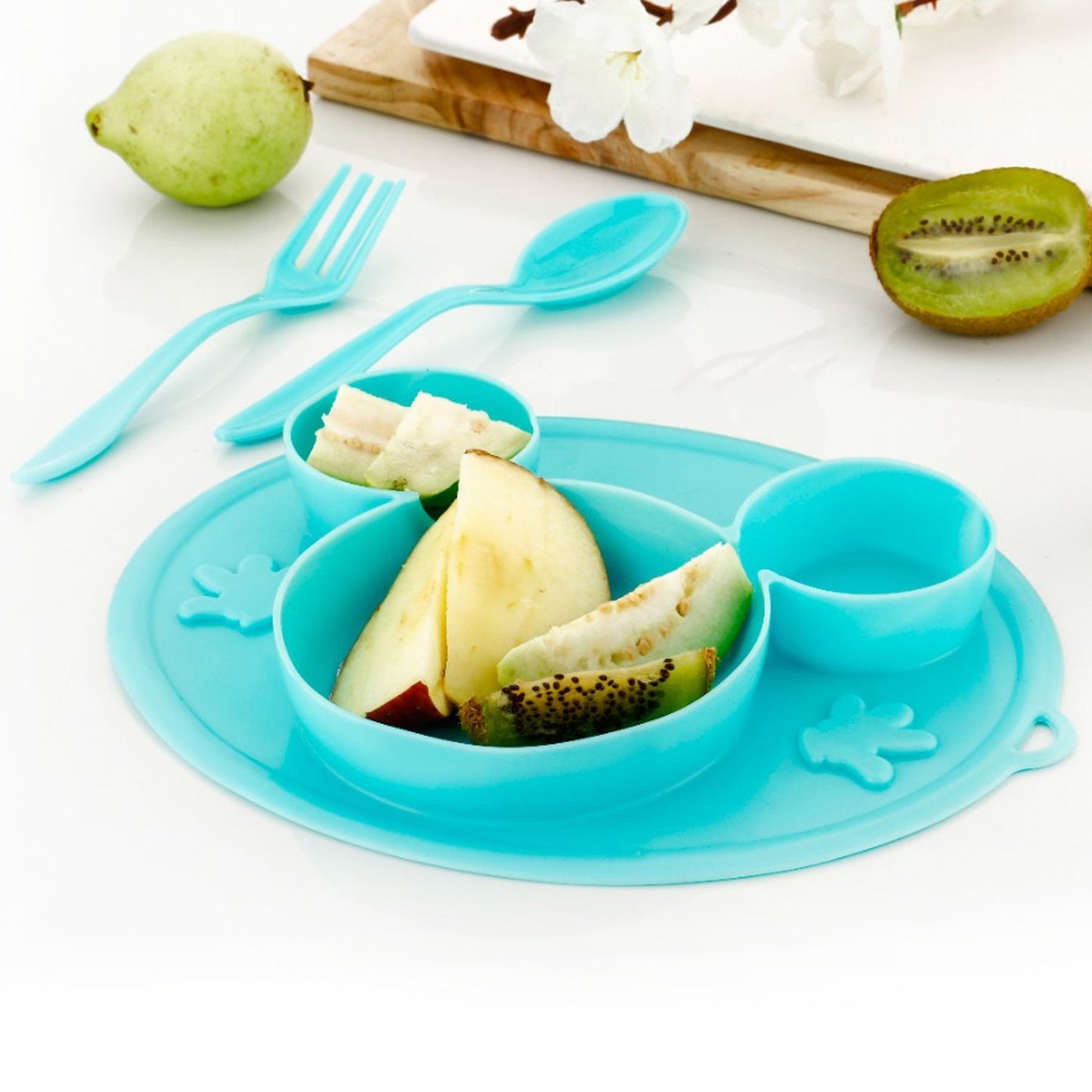 Silicon Micky Plate And 1 Spoon & 1 Fork Card Packing ( 1 Pc Product) - Springkart