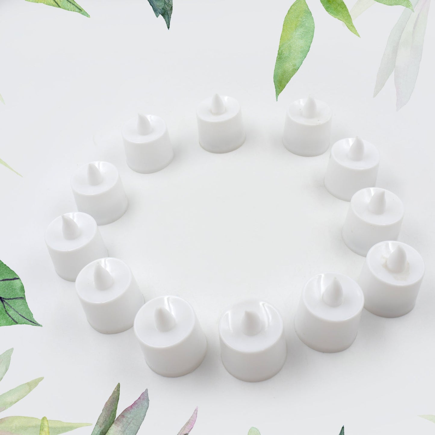 GREEN FLAMELESS LED TEALIGHTS, SMOKELESS PLASTIC DECORATIVE CANDLES - LED TEA LIGHT CANDLE FOR HOME DECORATION (PACK OF 12) - Springkart