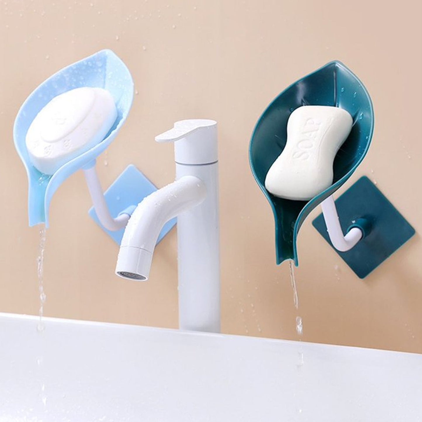 Soap Holder Leaf-Shape Self Draining Soap Dish Holder, With Suction Cup Soap Dish Suitable for Shower, Bathroom, Kitchen Sink - Springkart