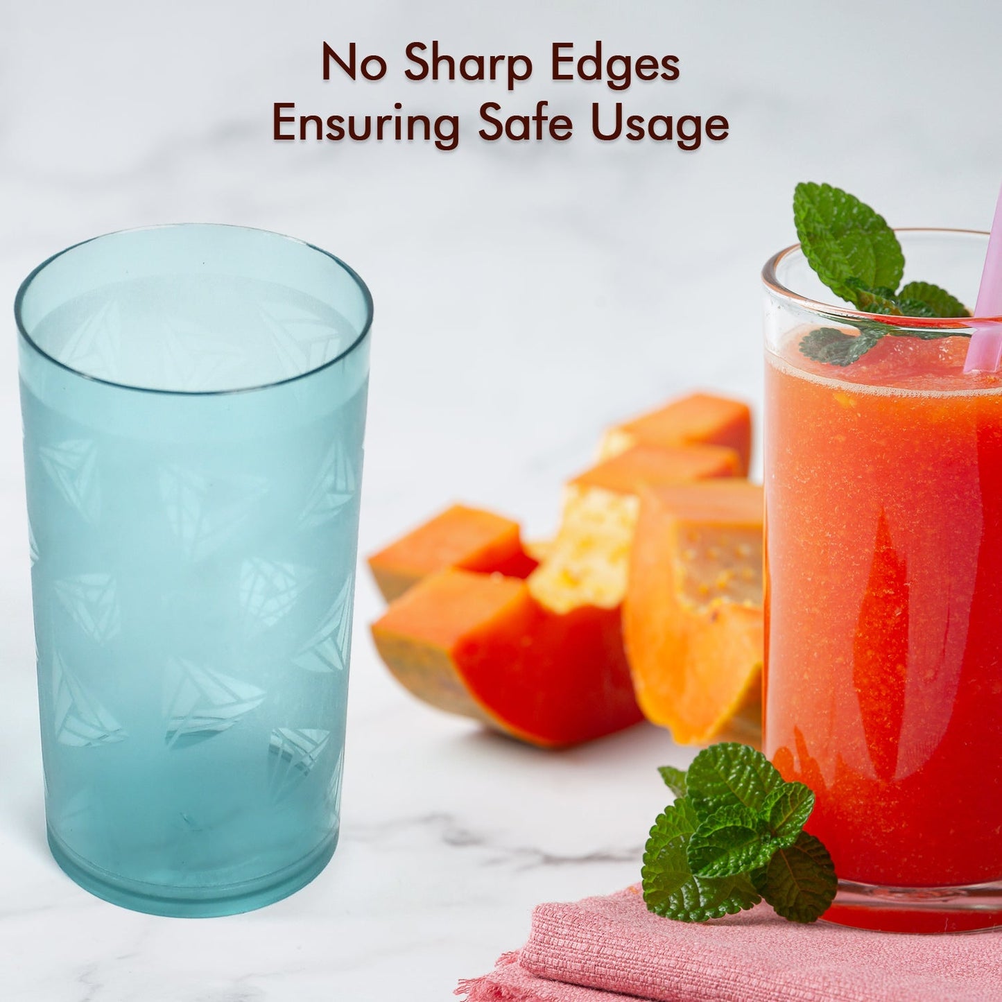 Round Plastic Water Glass Juice Beer Wine Plastic Unbreakable Transparent Glass Set ( 300ml 6pc ) - Springkart