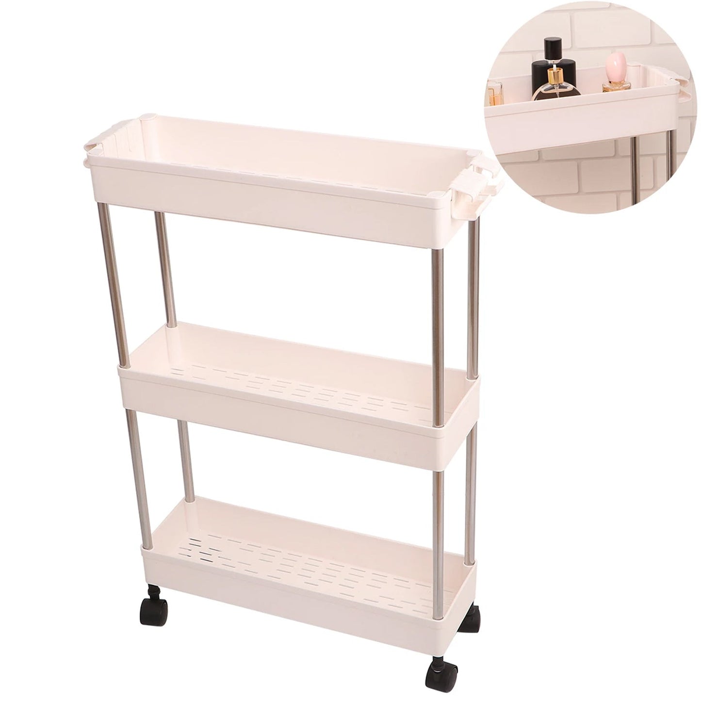 Plastic 4 layer folding trolly Storage Organizer for Kitchen Storage Rack Shelf Trolley Rack with Caster Wheels (4 LAYER) - Springkart