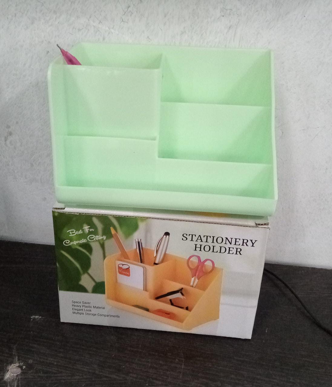 Stationary Holder Desk Organizer Space Saver Storage Stand Pen, Pencil Holder Multi Compartments Stationery Holder ( Color Box ) - Springkart