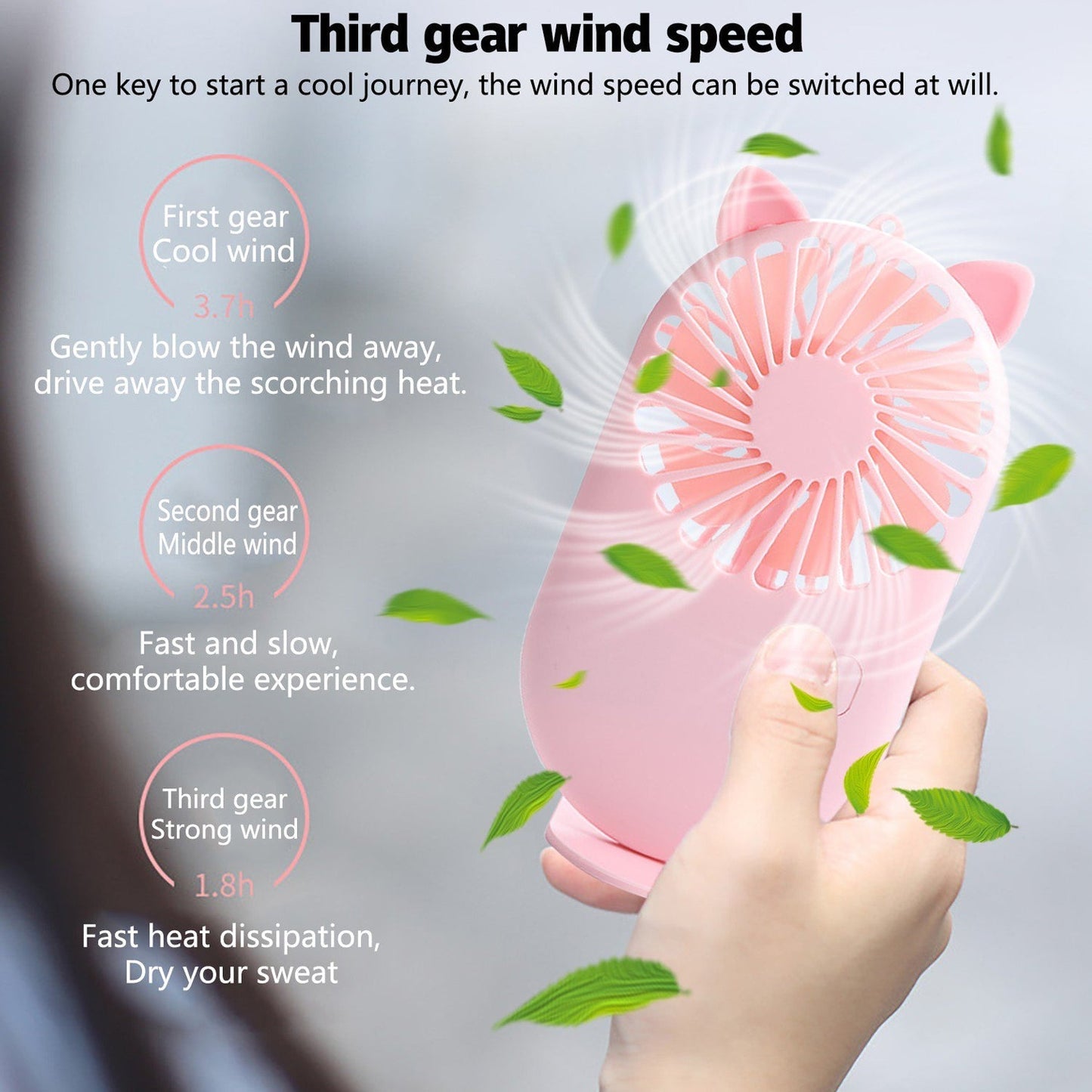 Handheld Mini Fan - USB Personal Fan with Bracket, Pocket-Sized Desktop Fan (Battery Not Included) - Springkart