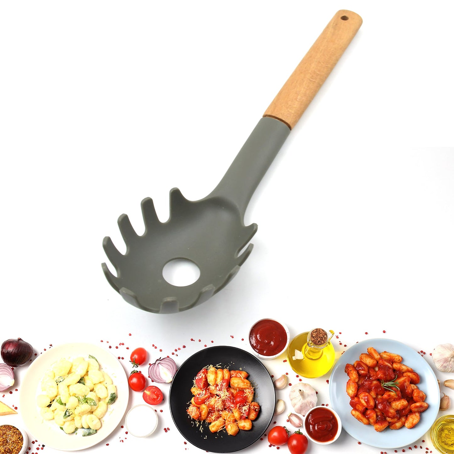 Plastic Kitchen Accessories Whisk , Pasta Spoon & Soup Spoon Heat Resistant Non Stick Spoons Kitchen Cookware Items (1 Pc ) - Springkart