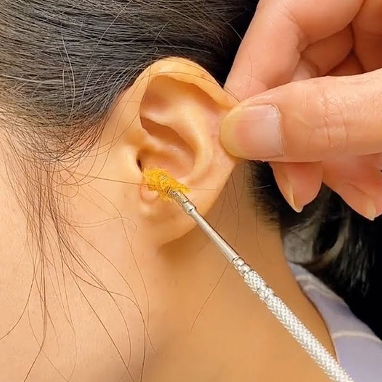 6-in-1 Ear Wax Cleaner- Resuable Ear Cleaning Tools Leather Pouch - Ear Pick Wax Remover Tool Kit with Ear Curette Cleaner and Spring Ear Buds Cleaner Fit in Pocket Great for Traveling - Springkart