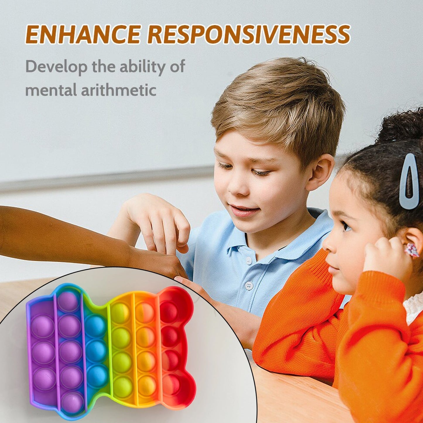 Bear Pop It Fidget Toys Stress Relief Rainbow Toy ( 1 pcs ) - Springkart