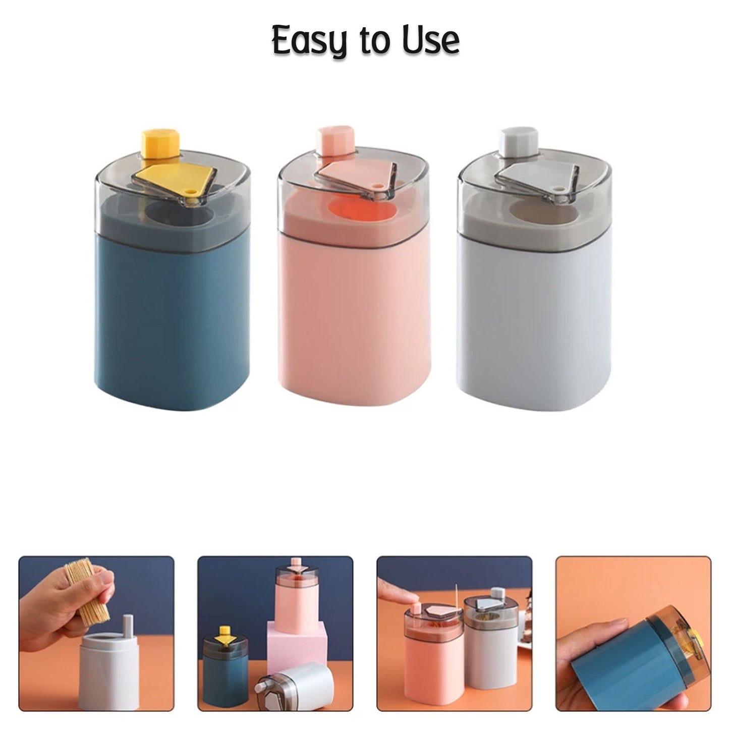 Toothpick Holder Dispenser, Pop-Up Automatic Toothpick Dispenser for Kitchen Restaurant Thickening Toothpicks Container Pocket Novelty, Safe Container Toothpick Storage Box. - Springkart