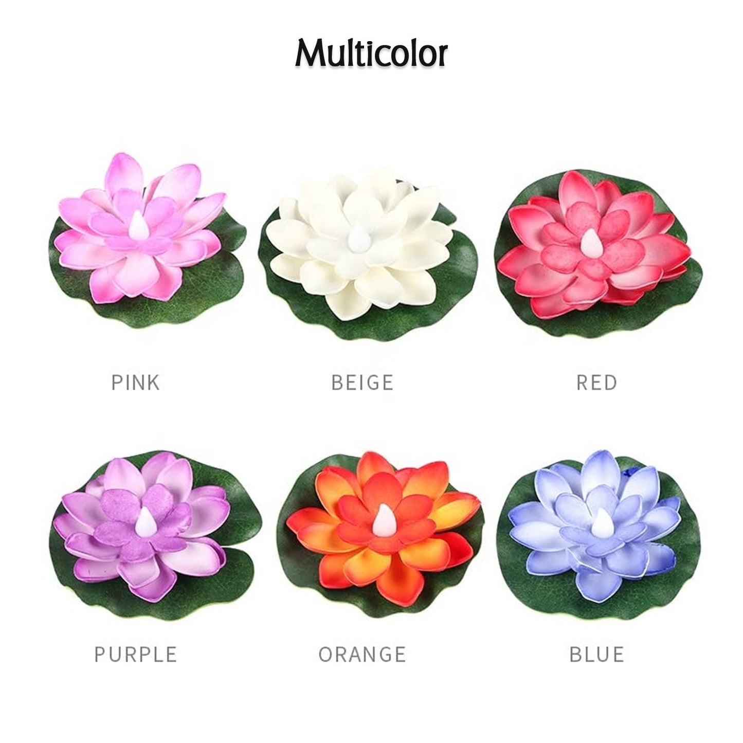 Smokeless LED Lotus Candles (2 Pc): Indoor/Outdoor Décor - Springkart