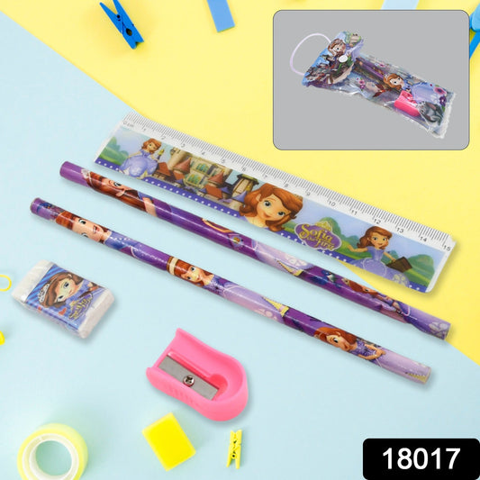 5 in 1 Mix Stationery Gift Set for Kids, Stationary Set Including 2 Pencil, Ruler, Rubber, Pencil Sharpener, School, Office Product Gift (5 Pcs Set) - Springkart