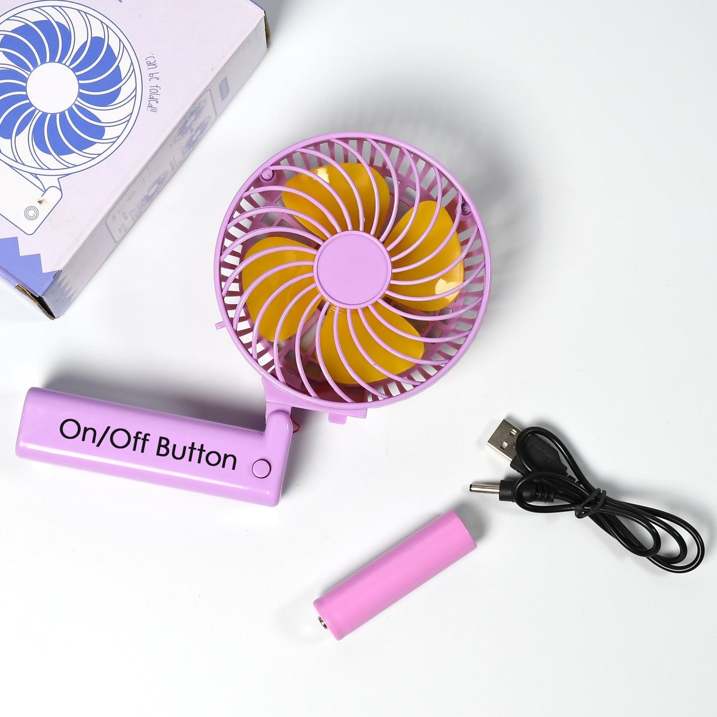 Portable Mini handy Fan & Personal Table Fan | Rechargeable Battery Operated Fan Suitable for Kids, Women, Makeup Artist, Home Office (Battery Not Include) - Springkart